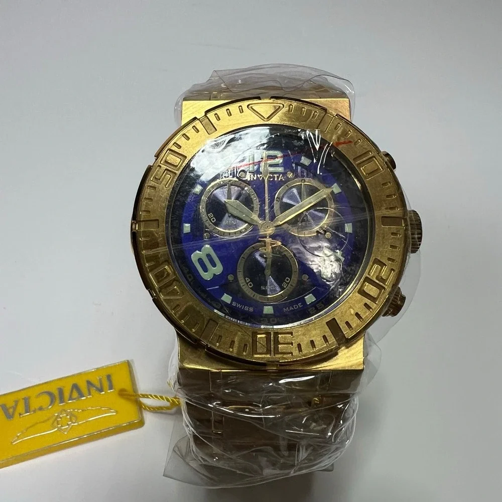 Invicta Mens Reserve 18KT Gold Plated Model 6758 Swiss Quartz Watch